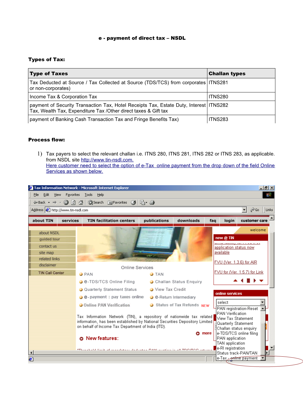 E - Payment of Direct Tax NSDL