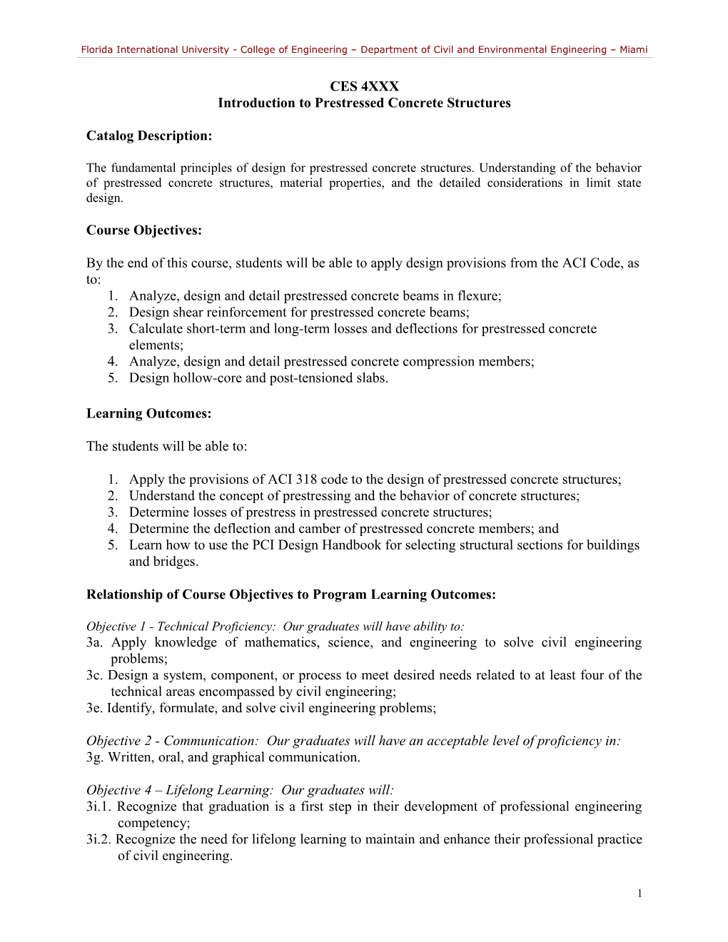 FIU COE Course Summary Form