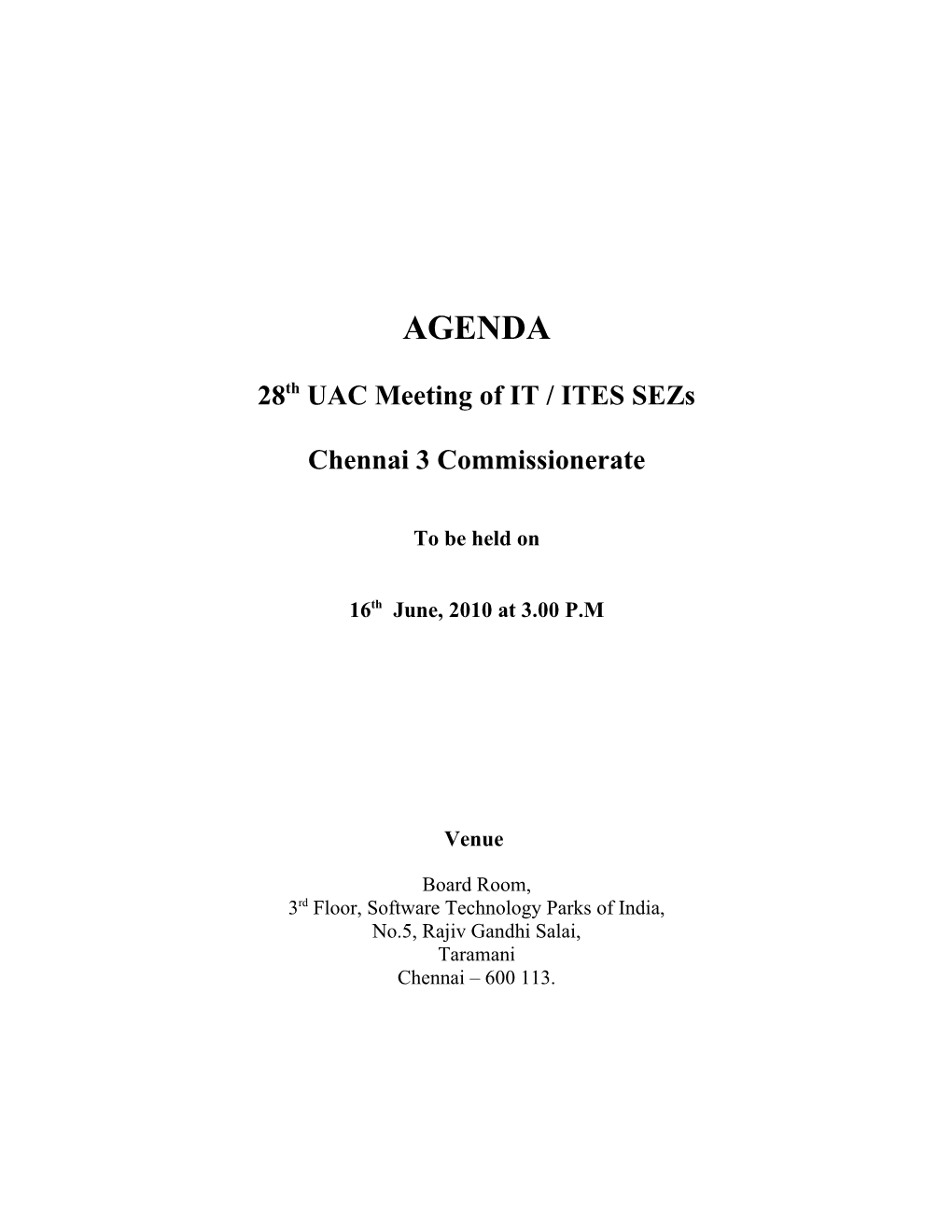 28Th UAC Meeting of IT / ITES Sezs