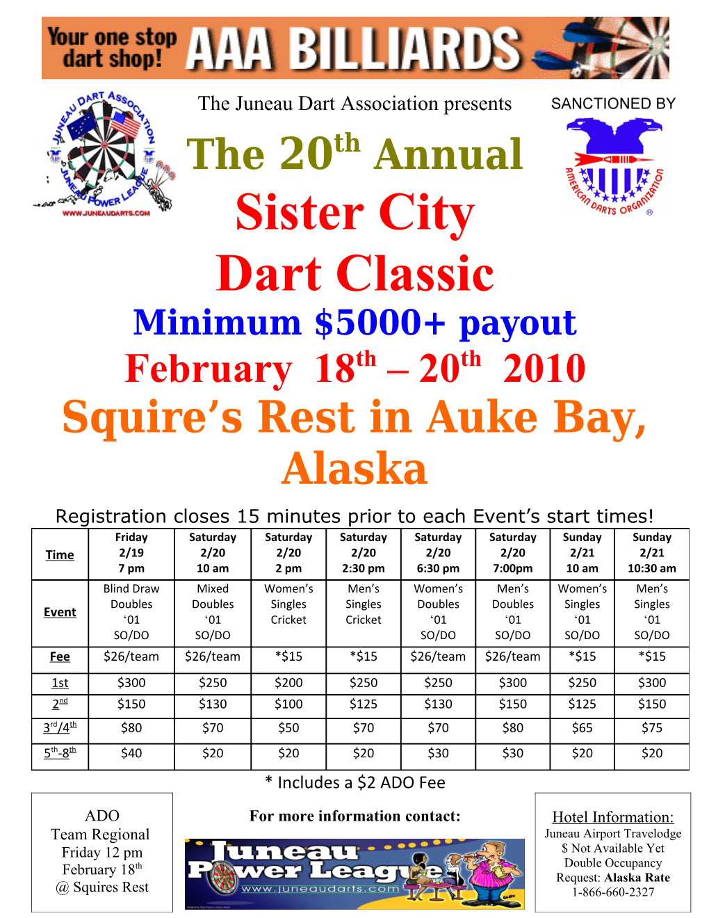 The Juneau Dart Association Presents