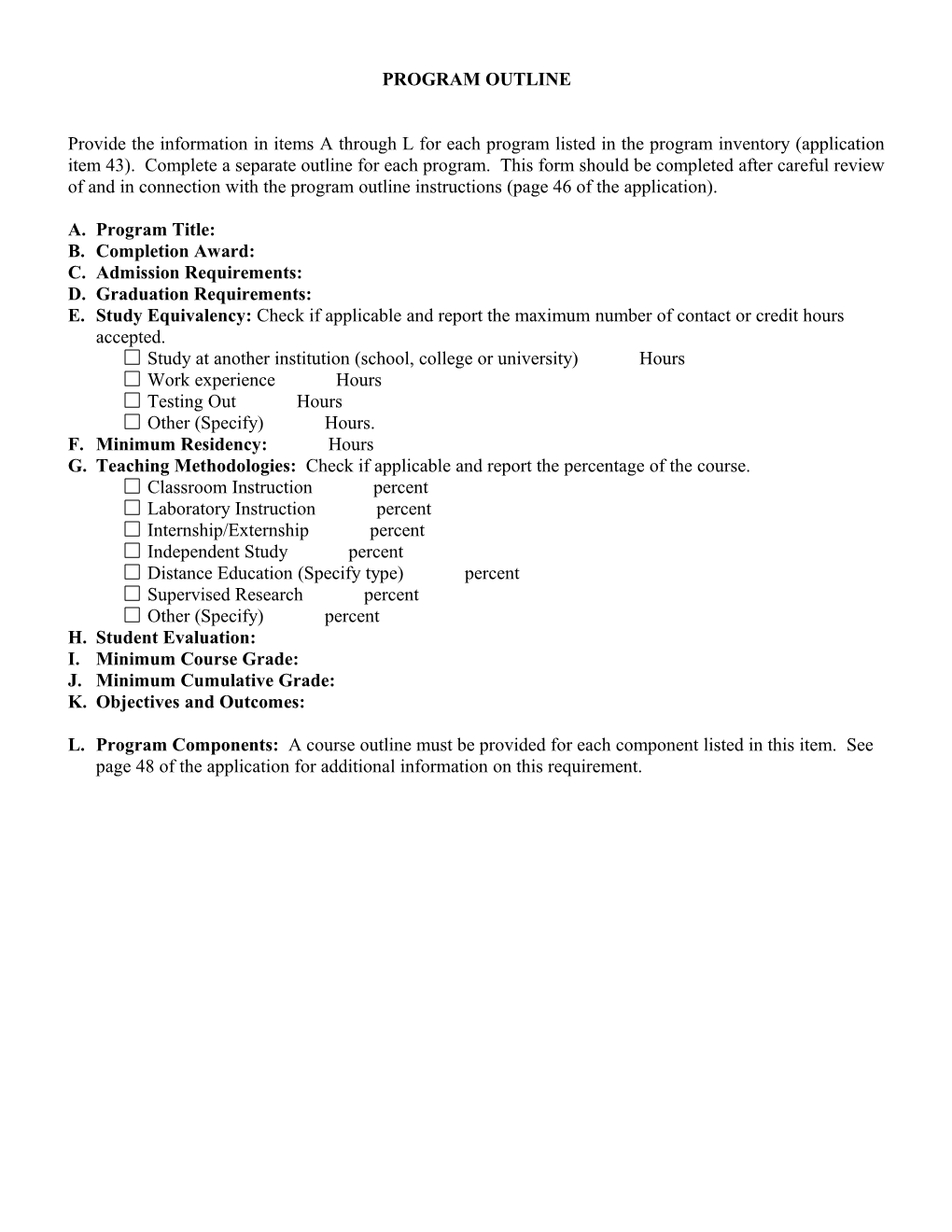 Exhibit Four- Program and Course Information