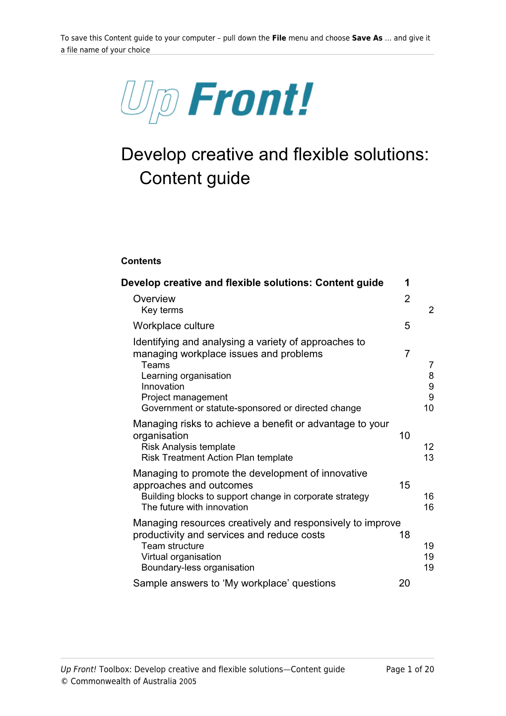 Develop Creative and Flexible Solutions:Content Guide