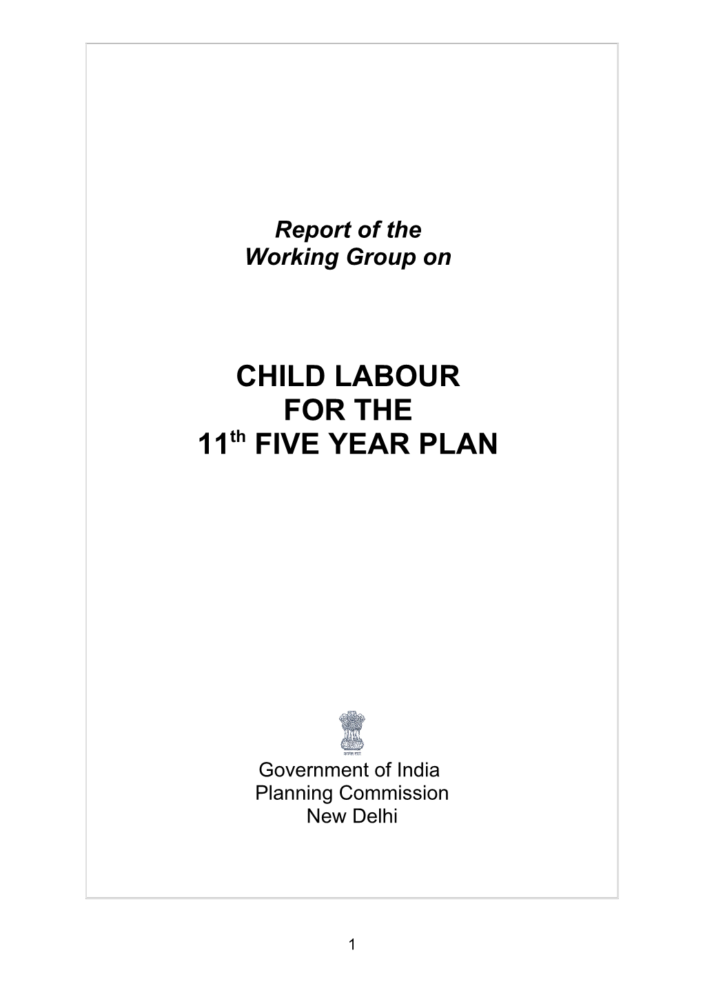 Background Paper for the Working Group on Child Labour