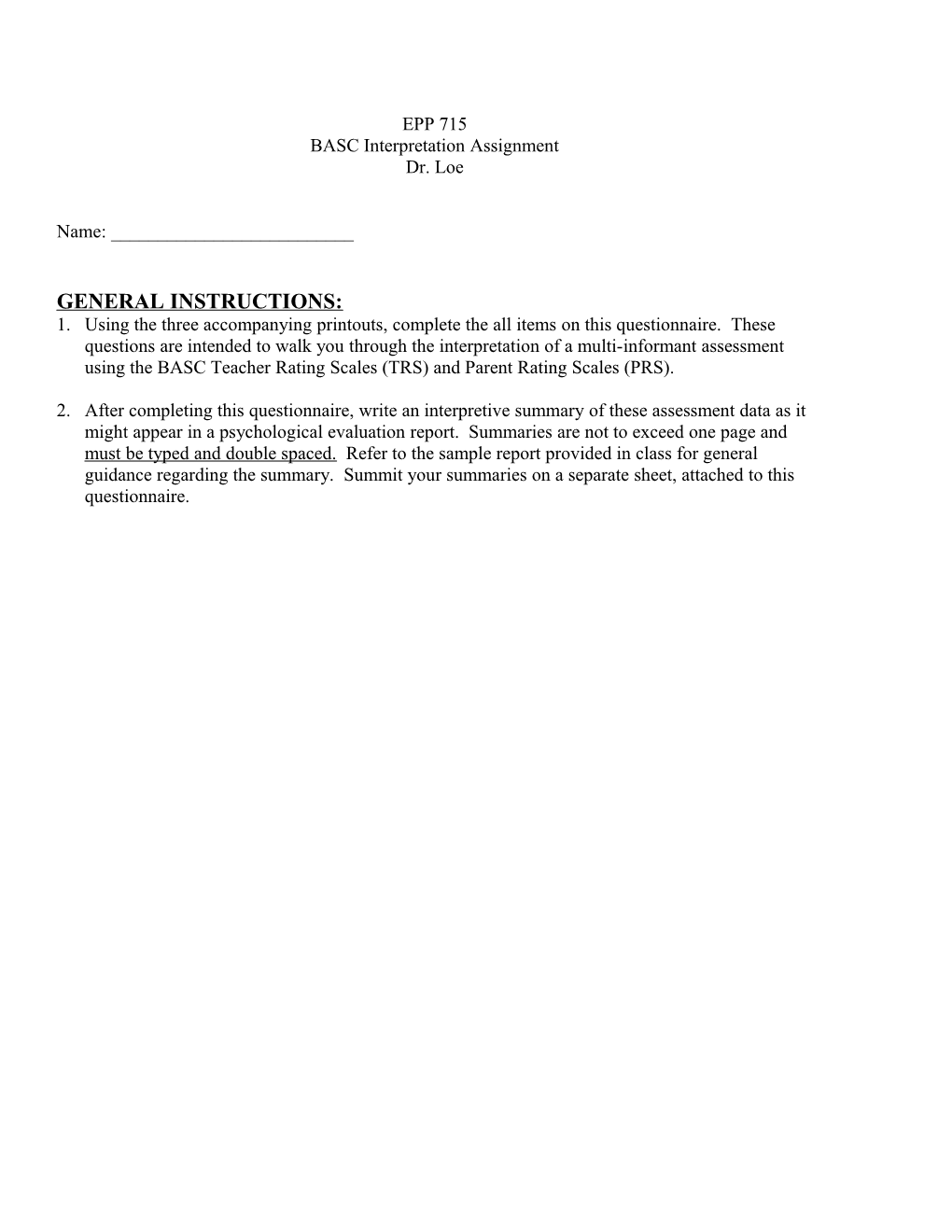 Part 1: Interpret the Parent Rating Scales (Prs)