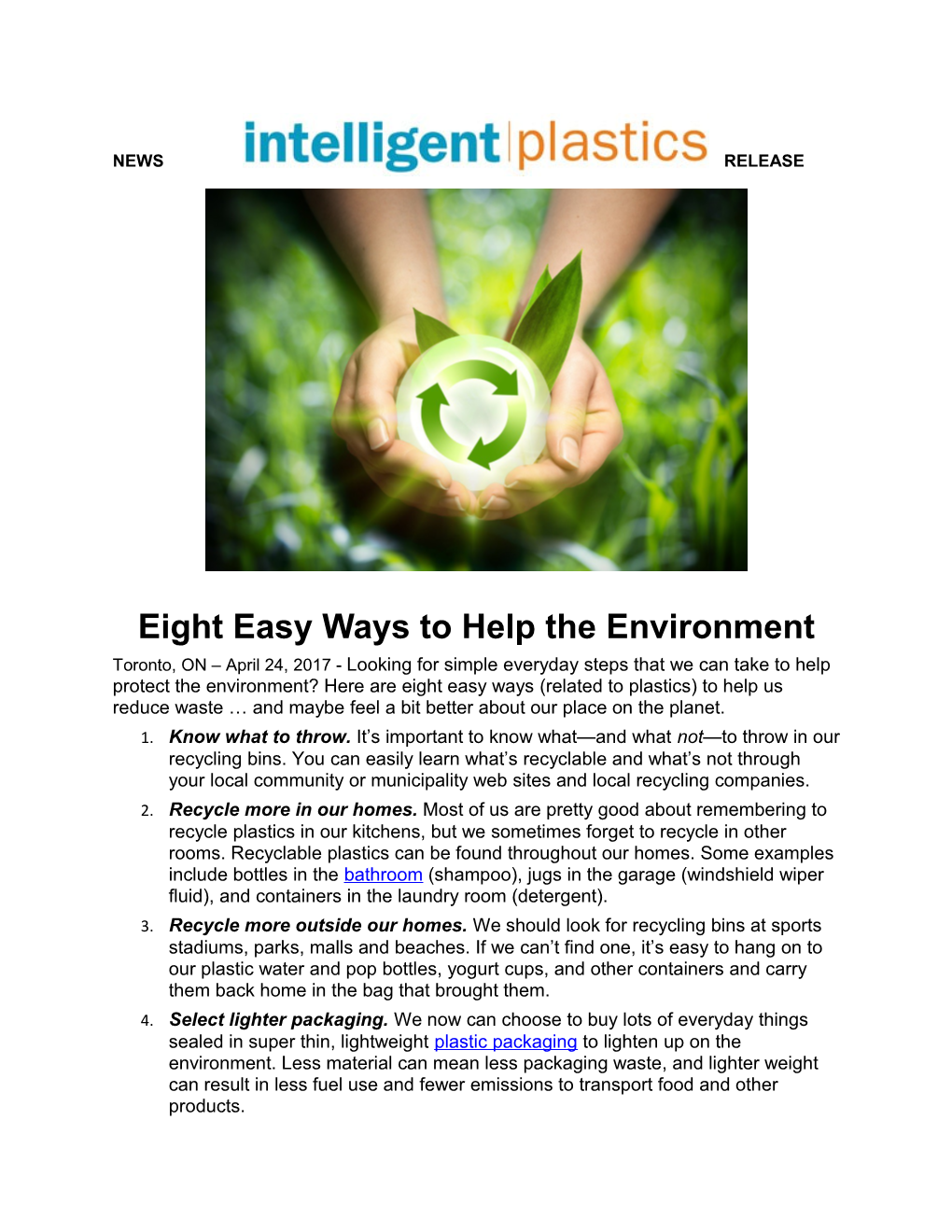 Eight Easy Ways to Help the Environment