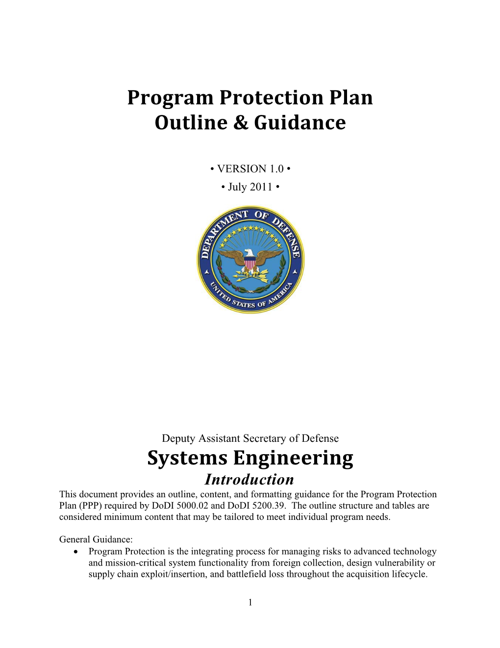 Program Protection Plan
