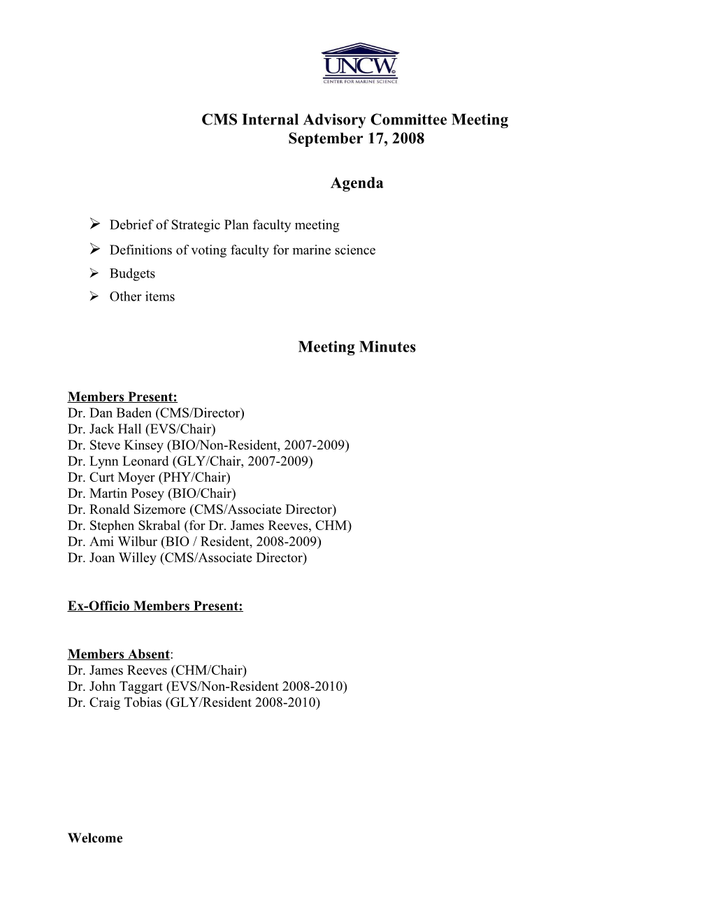 CMS Internal Advisory Committee Meeting