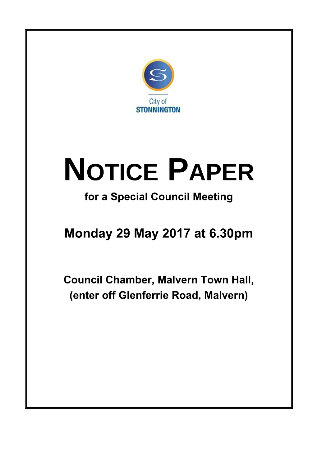 Agenda of Council Meeting - 29 May 2017