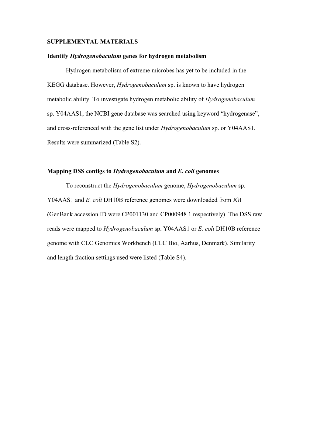 Identify Hydrogenobaculum Genes for Hydrogen Metabolism