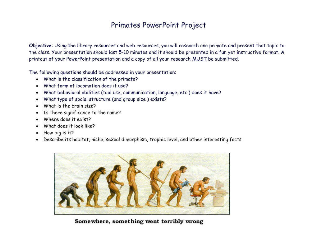 Primates Powerpoint Project