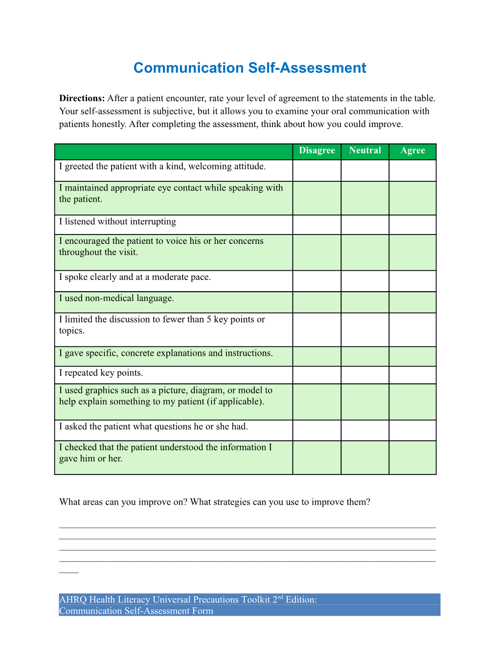 Communication Self-Assessment