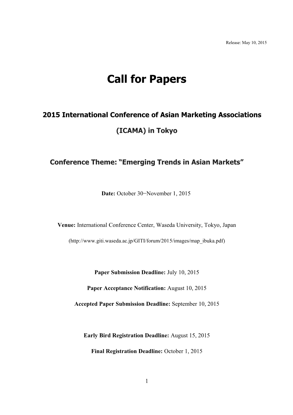 2015 International Conference of Asian Marketing Associations