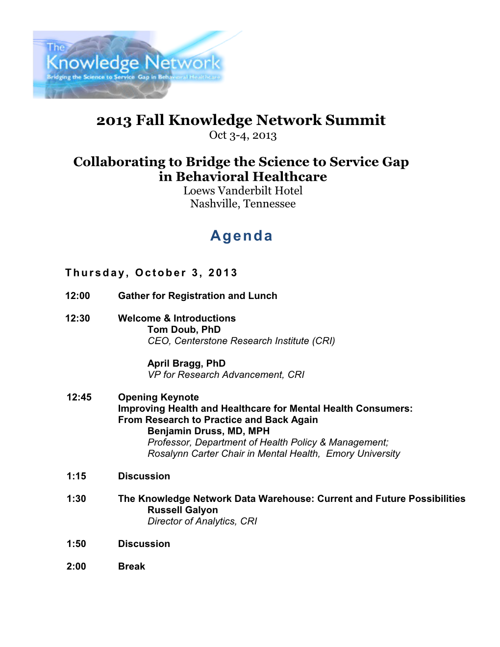 Knowledge Network Summit