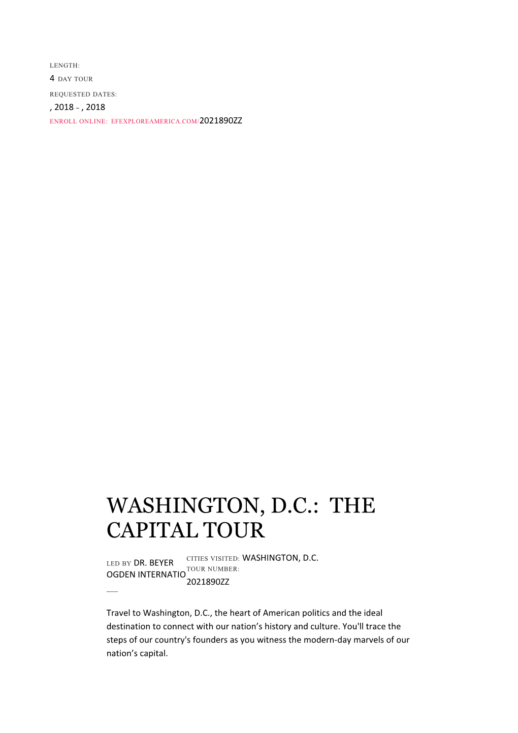 Washington, D.C.: the Capital Tour