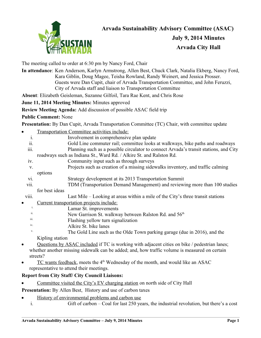 Arvada Sustainability Advisory Committee s1