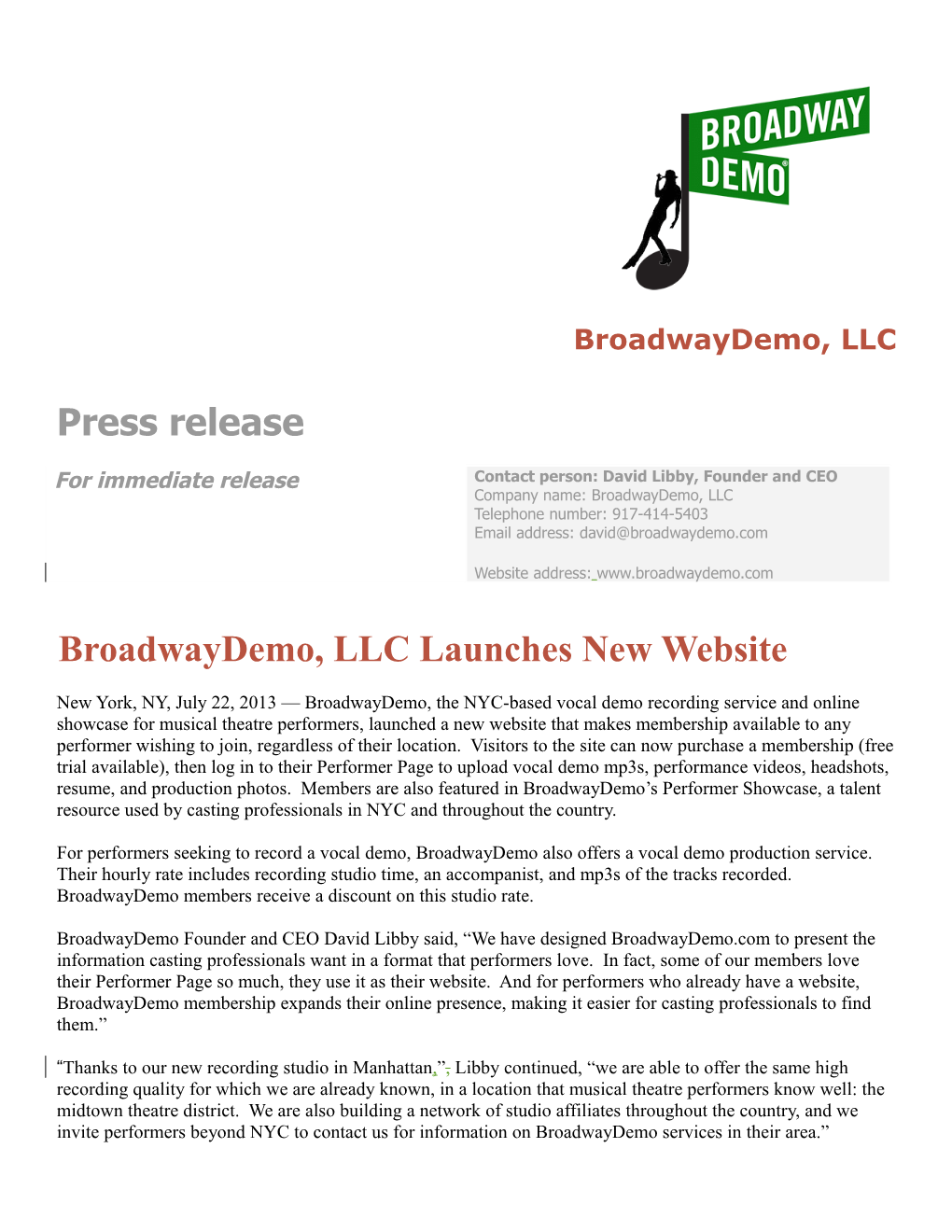 Copy of Press Release - Studio