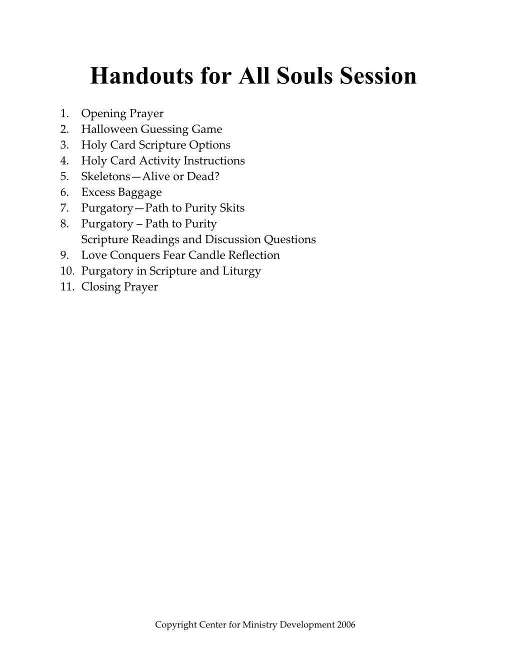 Handouts for All Souls Session