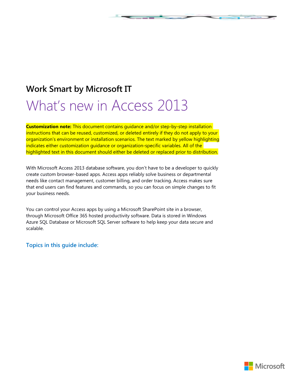 Work Smart: What S New in Access 2013?