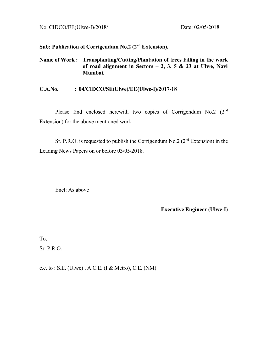 Sub: Publication of Corrigendum No.2 (2Ndextension)