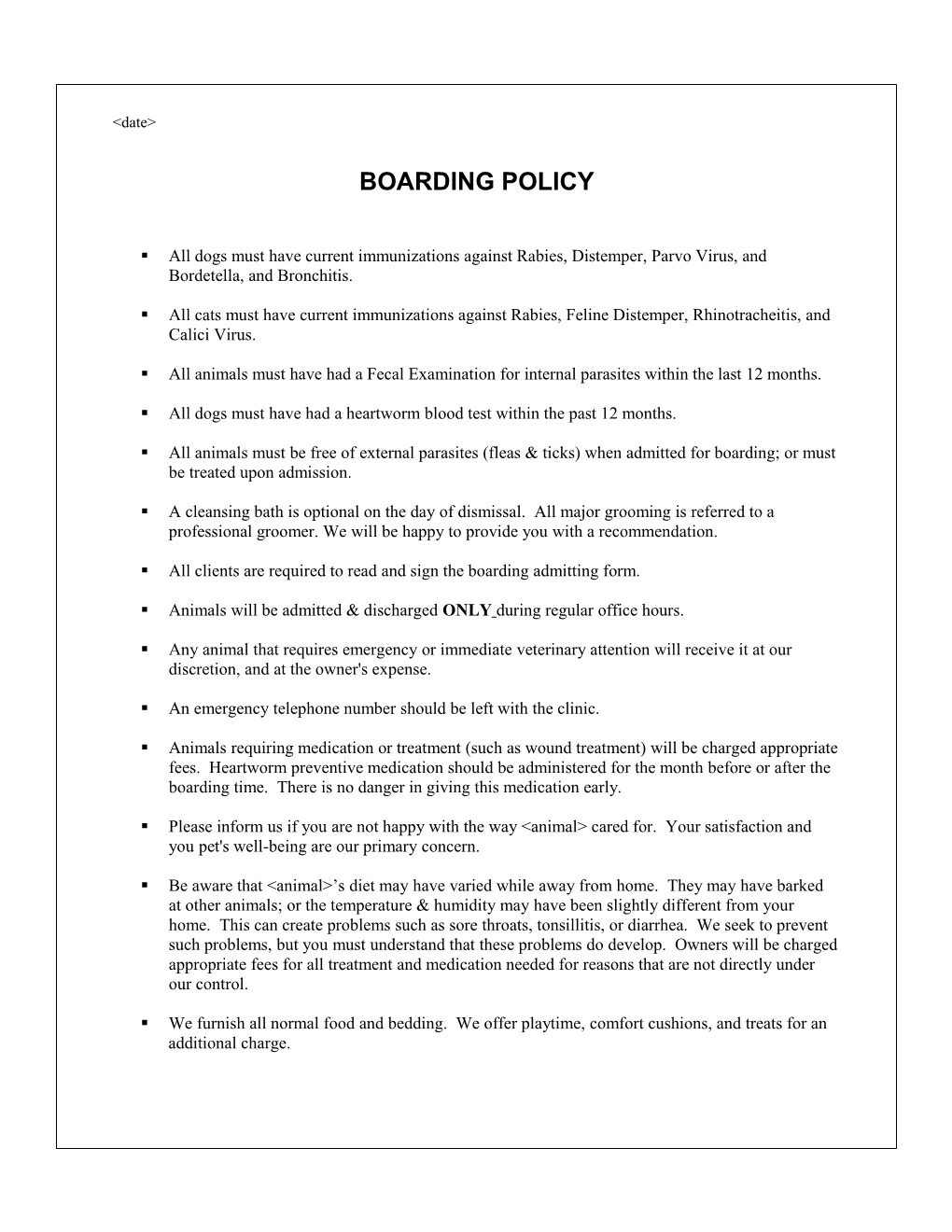 Boarding Policy
