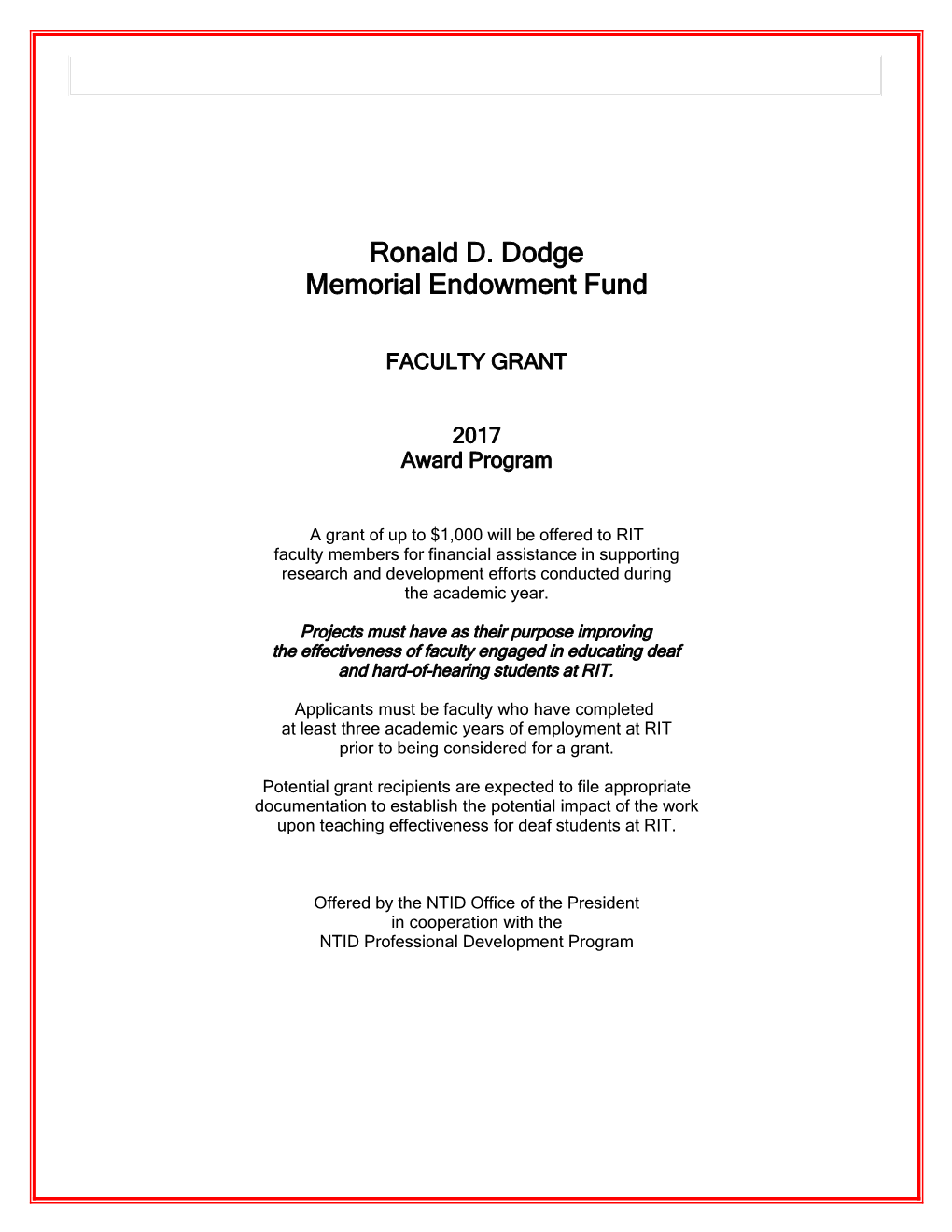 Memorial Endowment Fund