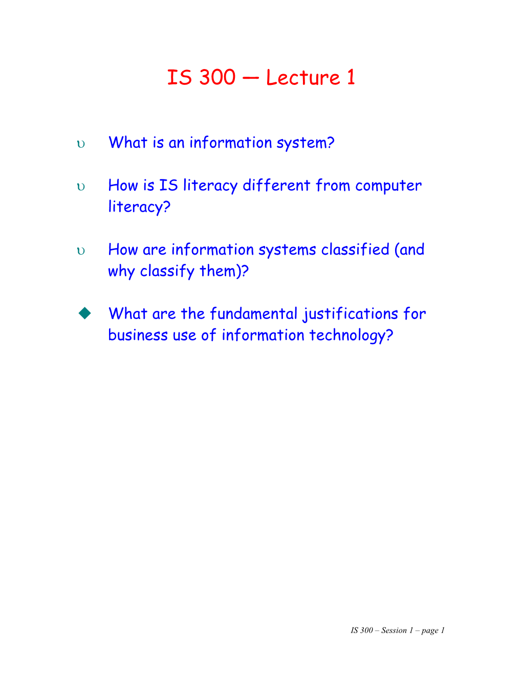 U How Is IS Literacy Different from Computer Literacy?
