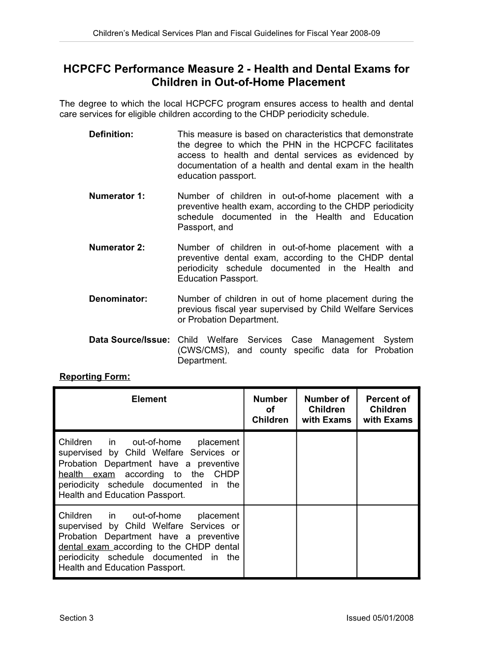 Children S Medical Services Plan and Fiscal Guidelines for Fiscal Year 2008-09