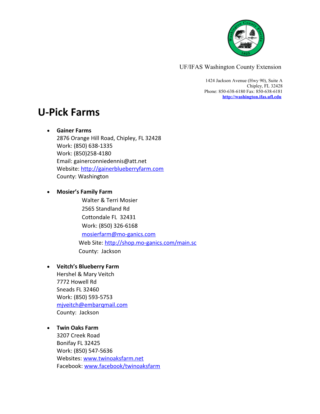 UF/IFAS Washington County Extension