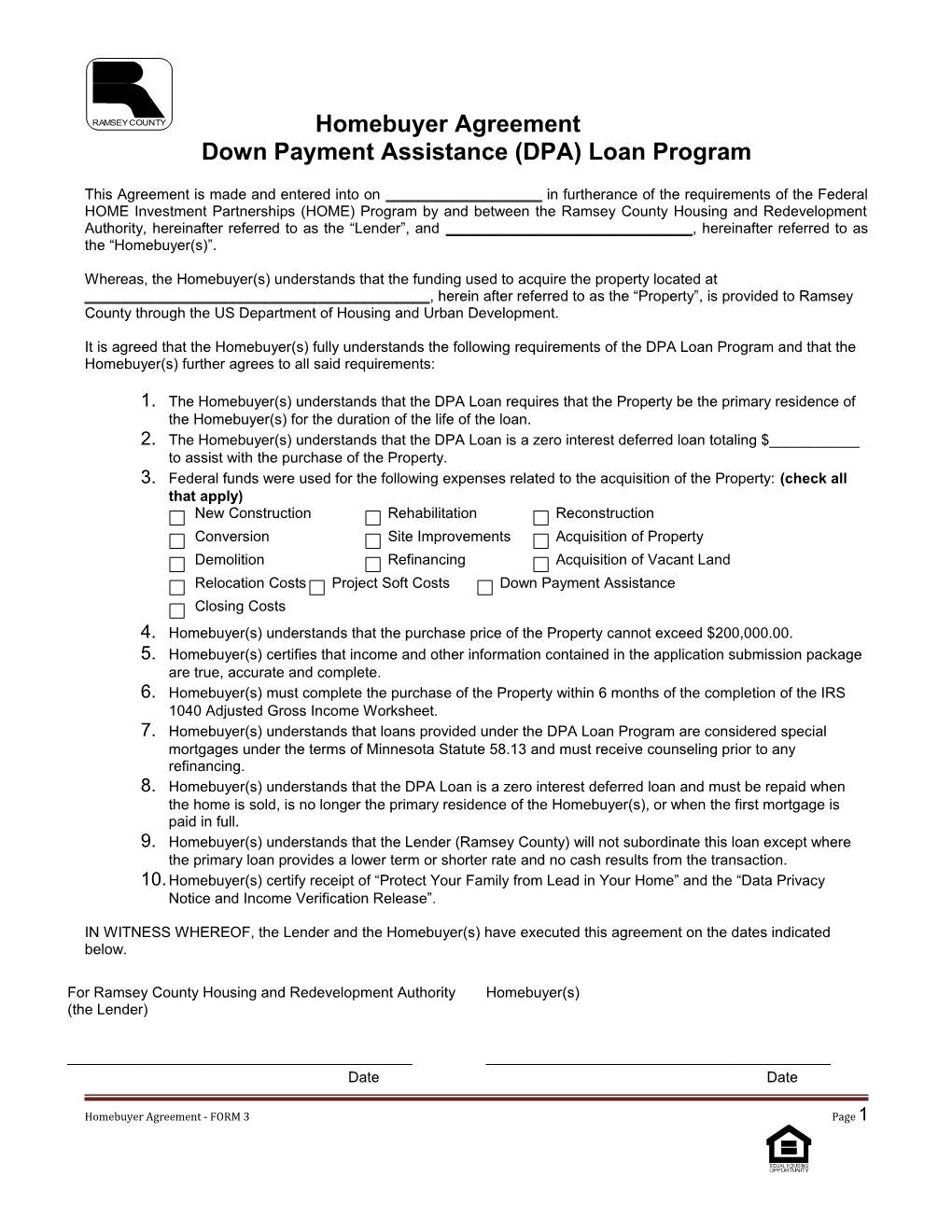 Down Payment Assistance (DPA) Loan Program