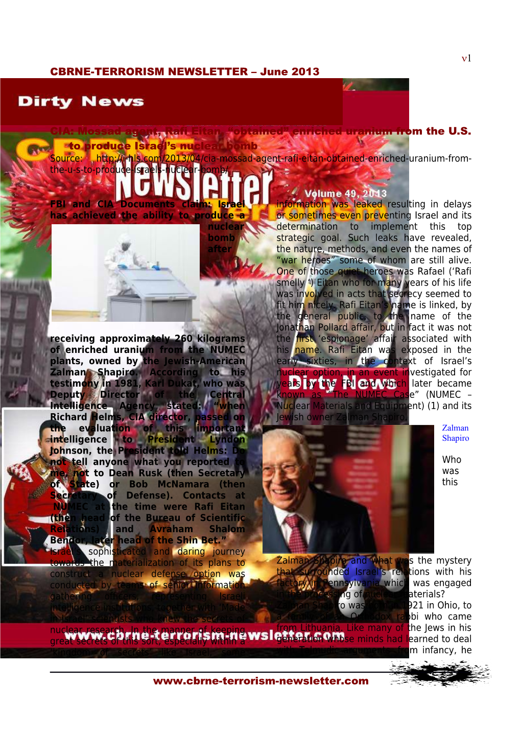 CBRNE-TERRORISM NEWSLETTER June 2013