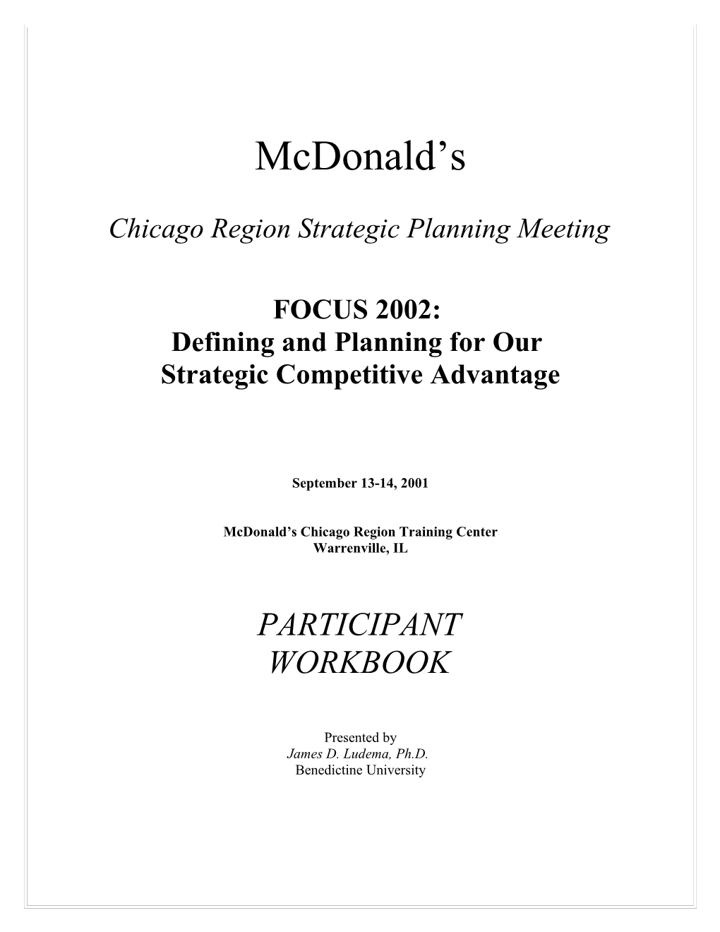 Chicago Region Strategic Planning Meeting