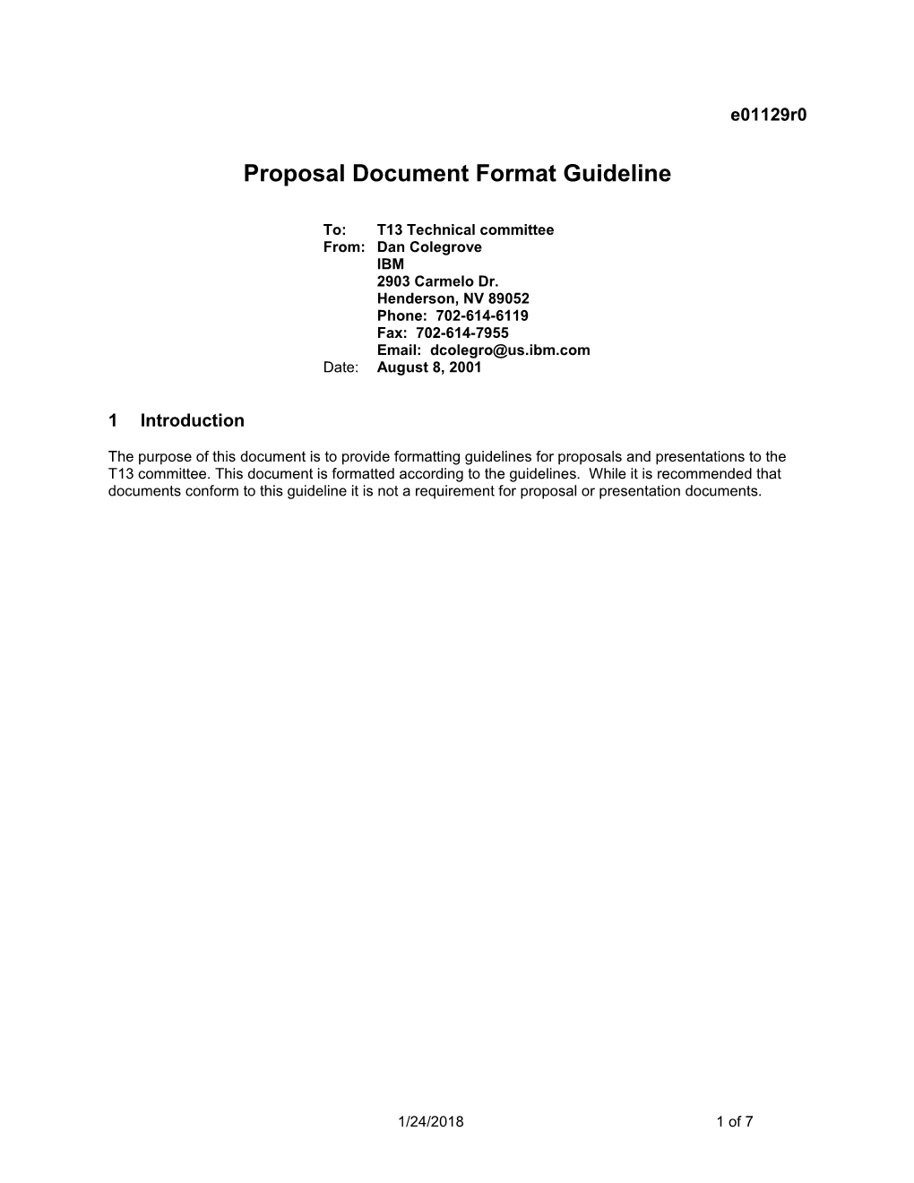 Proposal Document Format Guideline