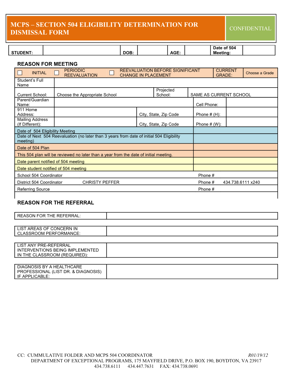 Mcps Section 504 Eligibility Determination Form