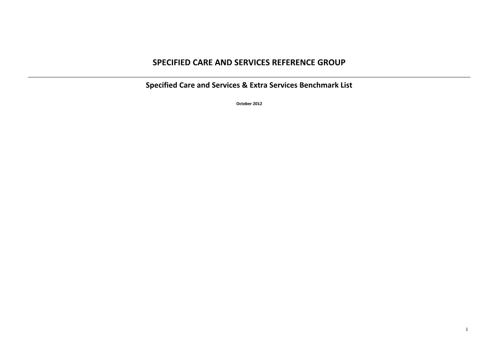 Specified Care and Services Reference Group