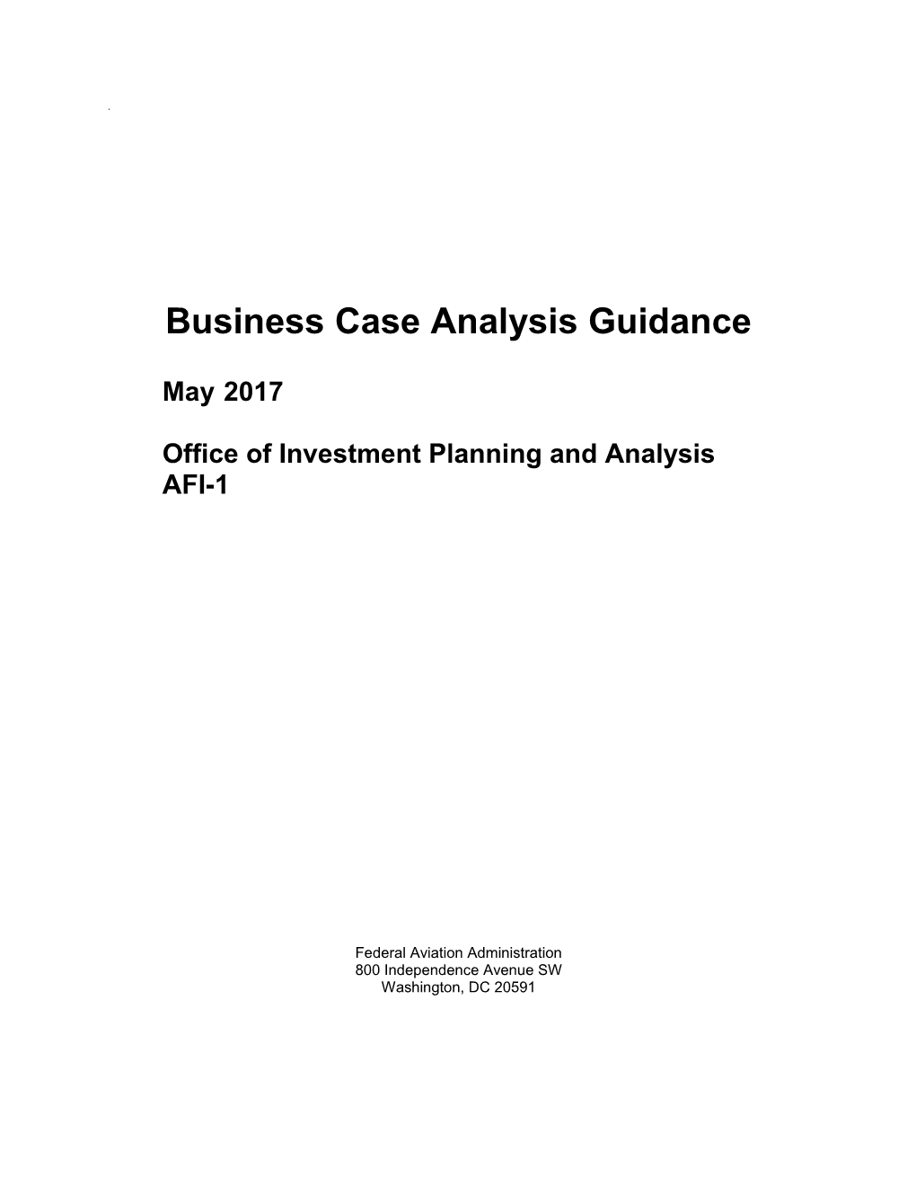 Business Case Analysis Guidance