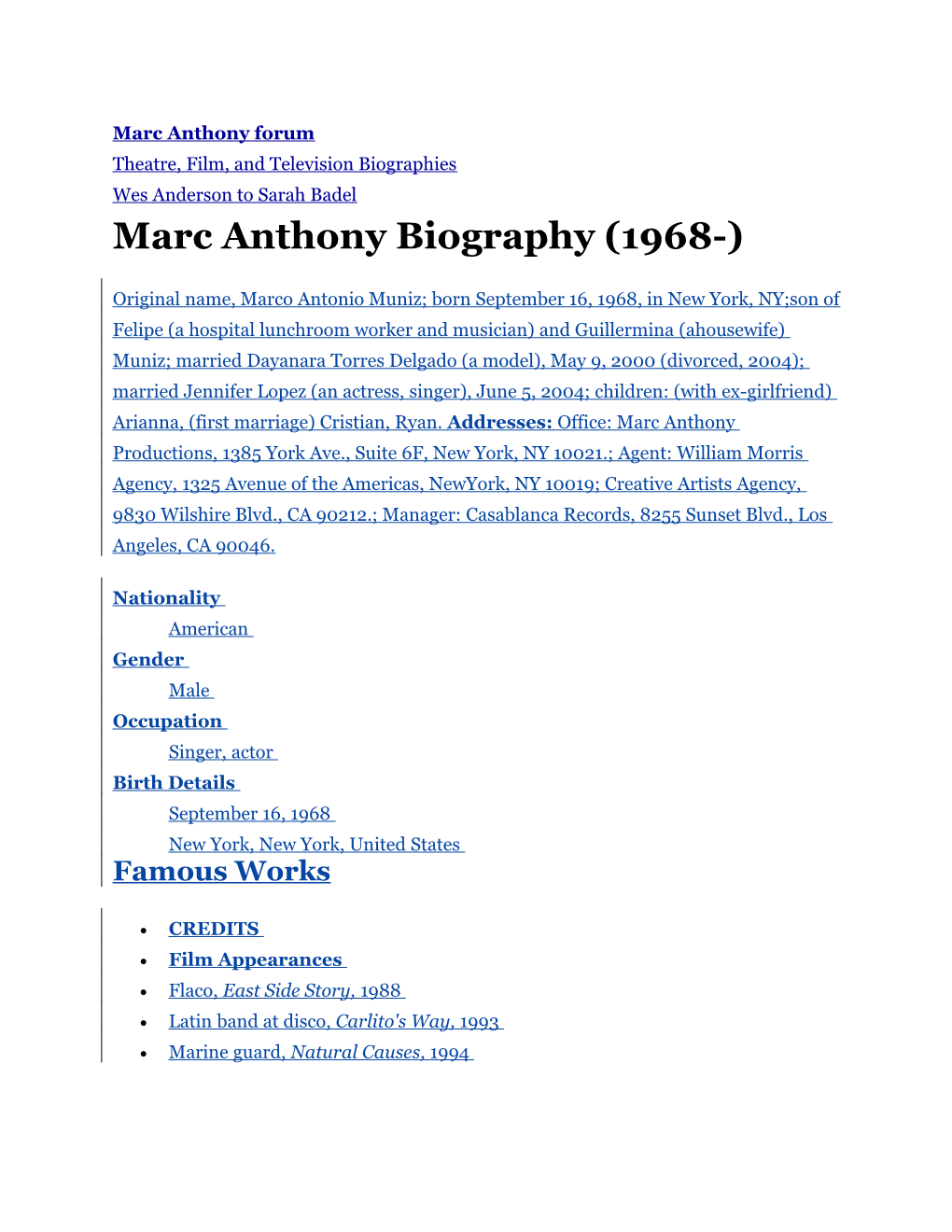 Marc Anthony Forum