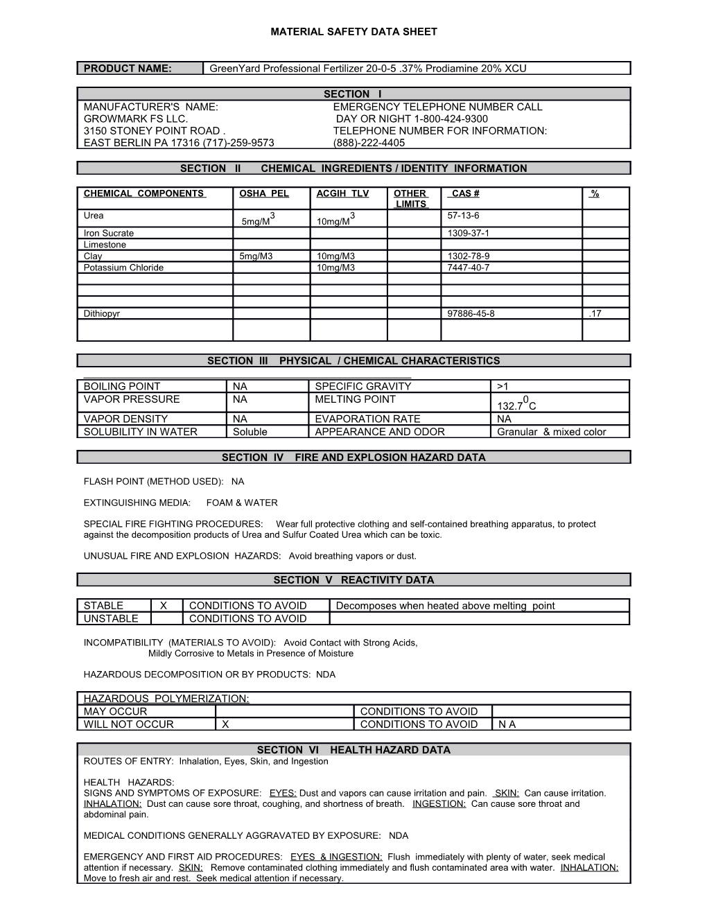 Material Safety Data Sheet s43