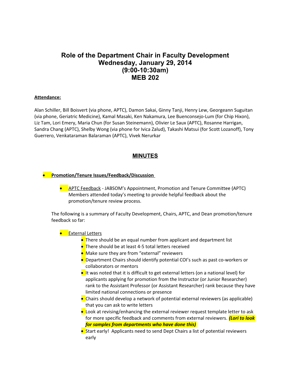 Role of the Department Chair in Faculty Development