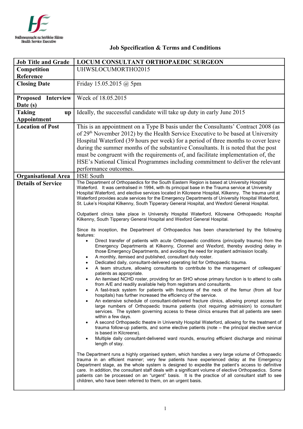 Job Specification & Terms and Conditions s3