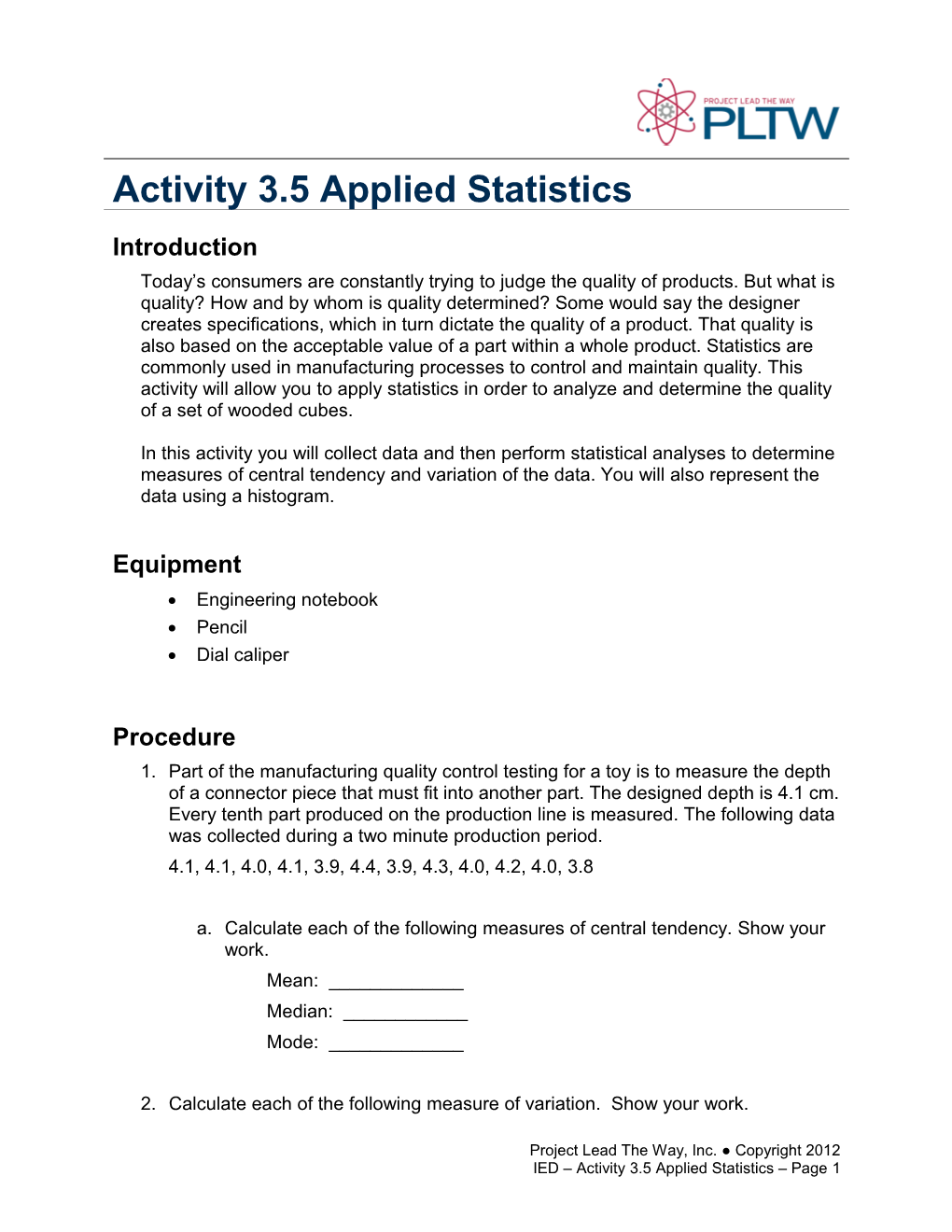 Activity 3.5 Applied Statistics