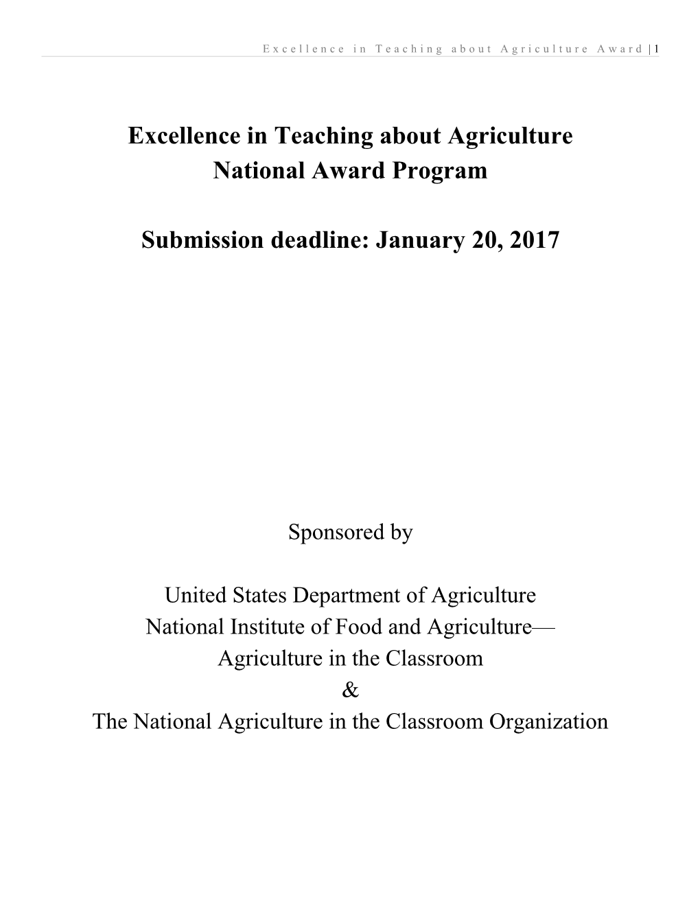 Excellence in Teaching About Agriculture