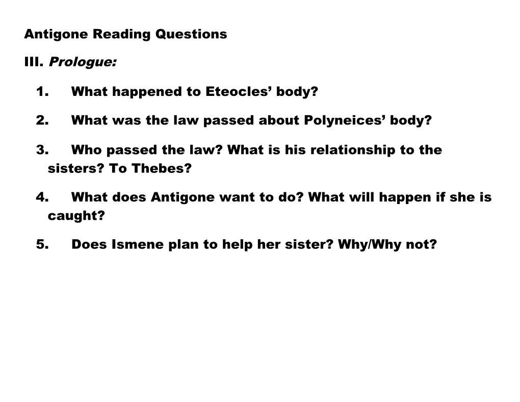 Antigone Reading Questions