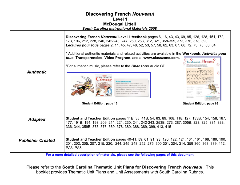 South Carolina Instructional Materials 2008