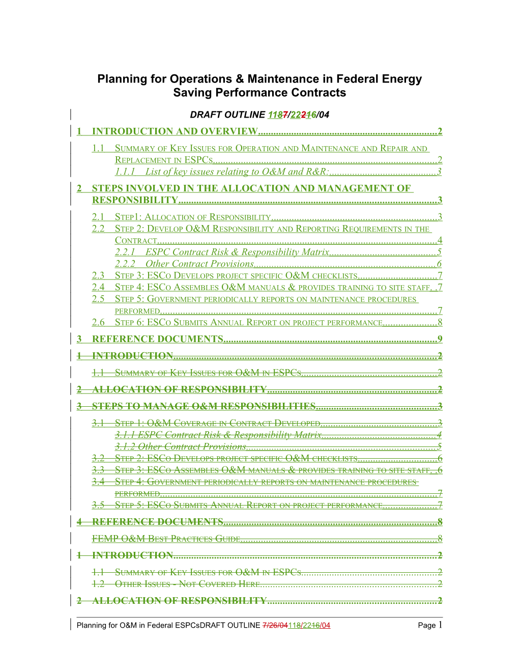 Planning for Operations & Maintenance in Federal Energy Saving Performance Contracts