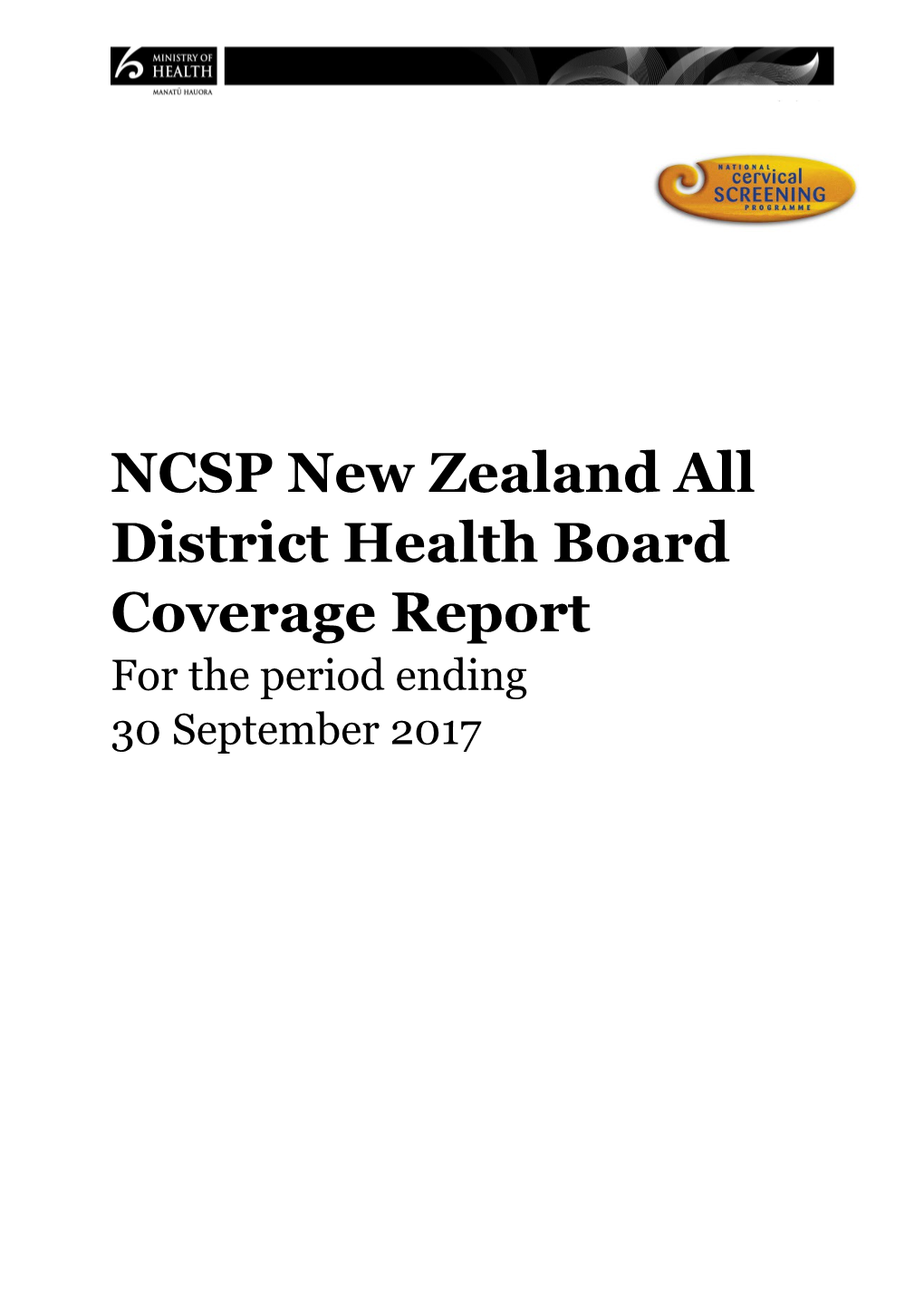 NCSP New Zealand All District Health Boardcoverage Report