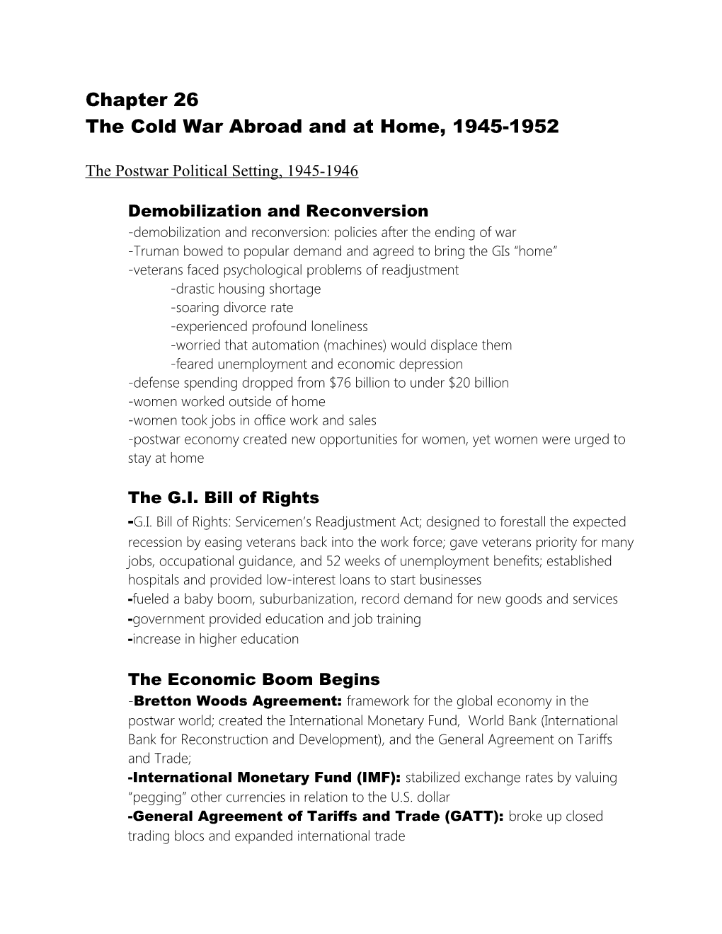 The Cold War Abroad and at Home, 1945-1952