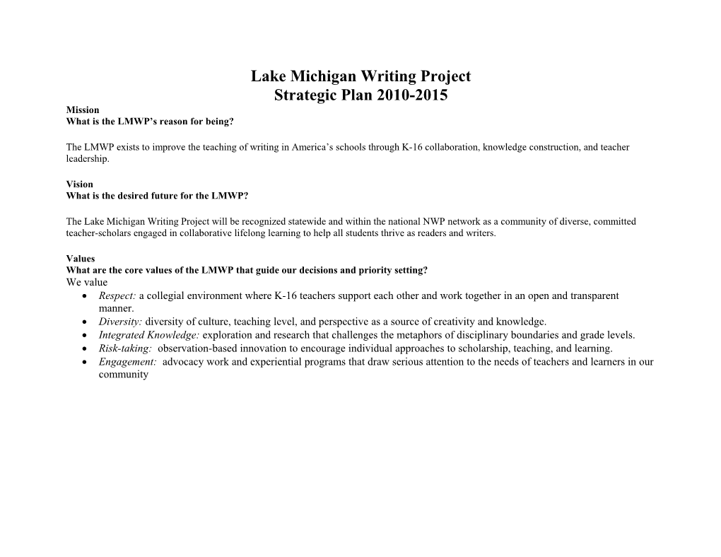 Lake Michigan Writing Project