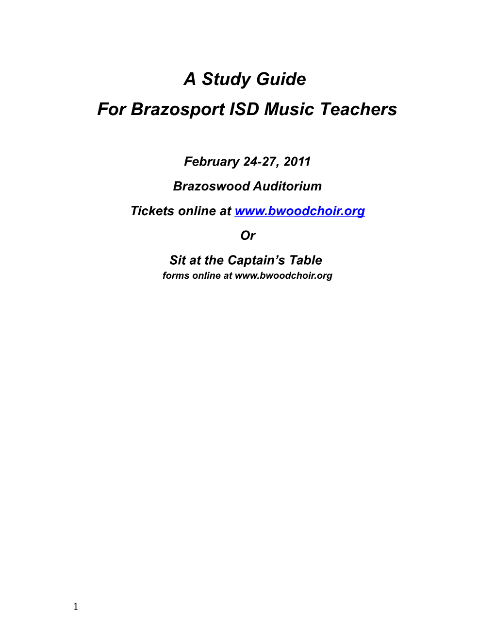 For Brazosport ISD Music Teachers