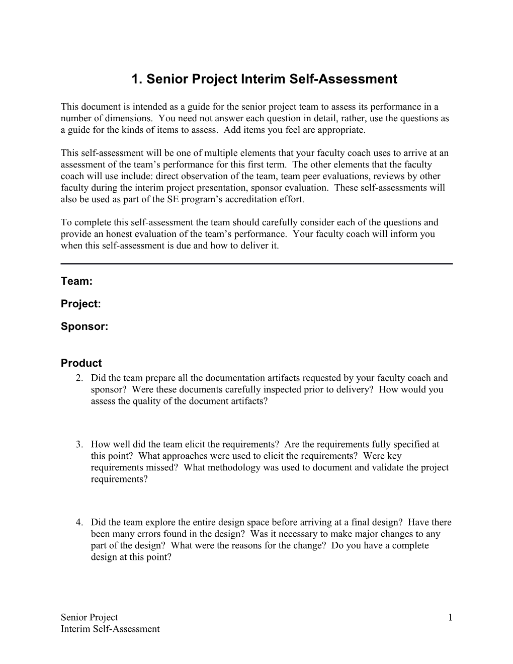 Senior Project Interim Self-Assessment