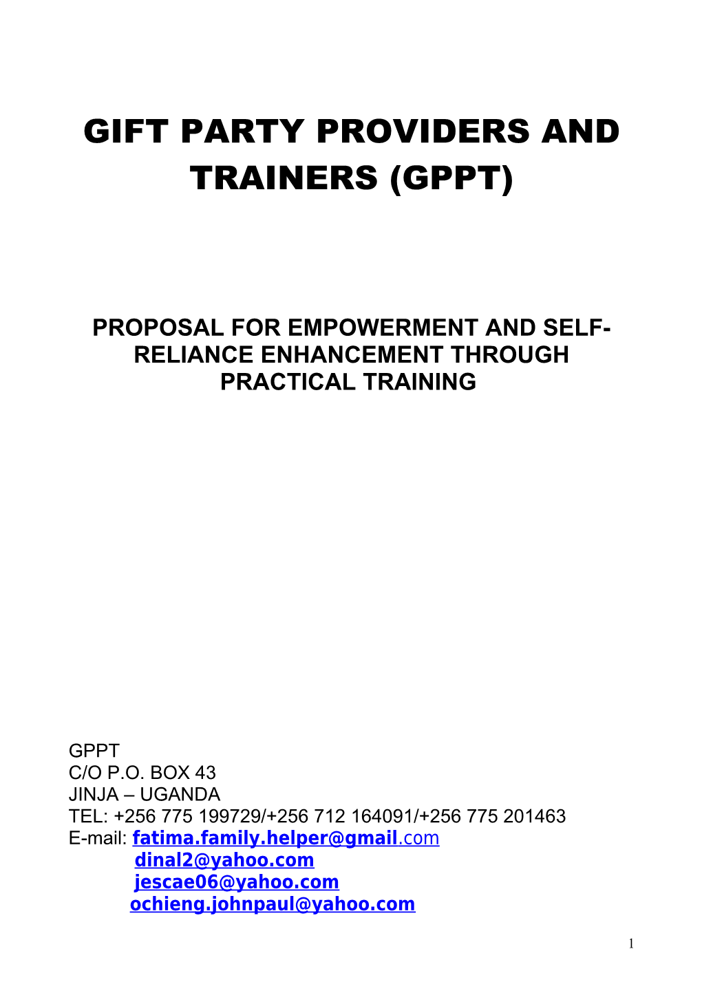 Gift Party Providers and Trainers (Gppt)